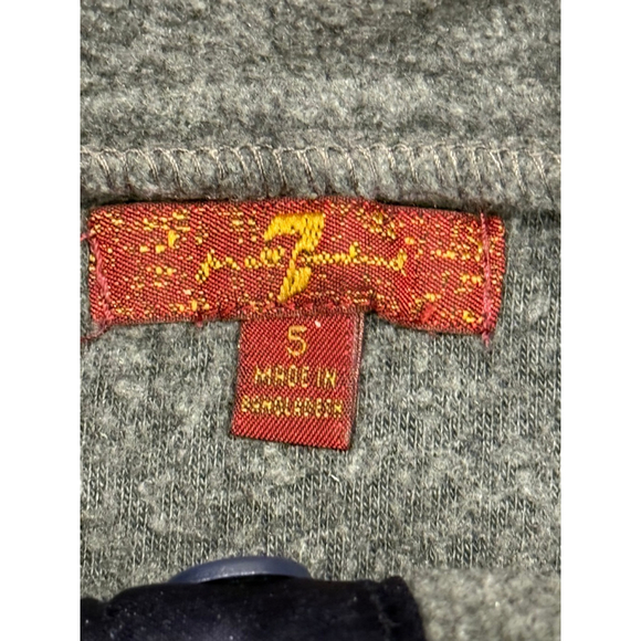7 For All Mankind Boys Gray Colorblock Fleece Sweatshirt Red Trim Size S - Picture 5 of 6